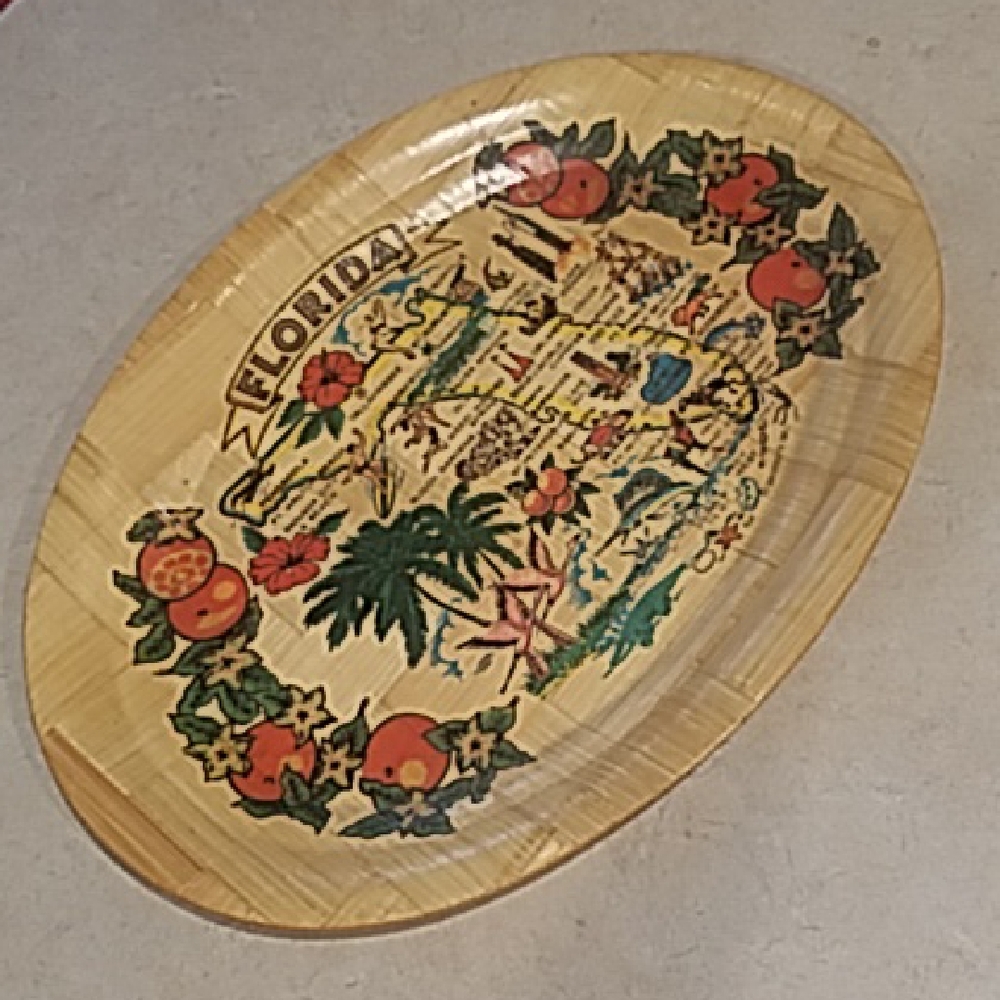 Vintage Florida Souvenir Bamboo Seving Tray